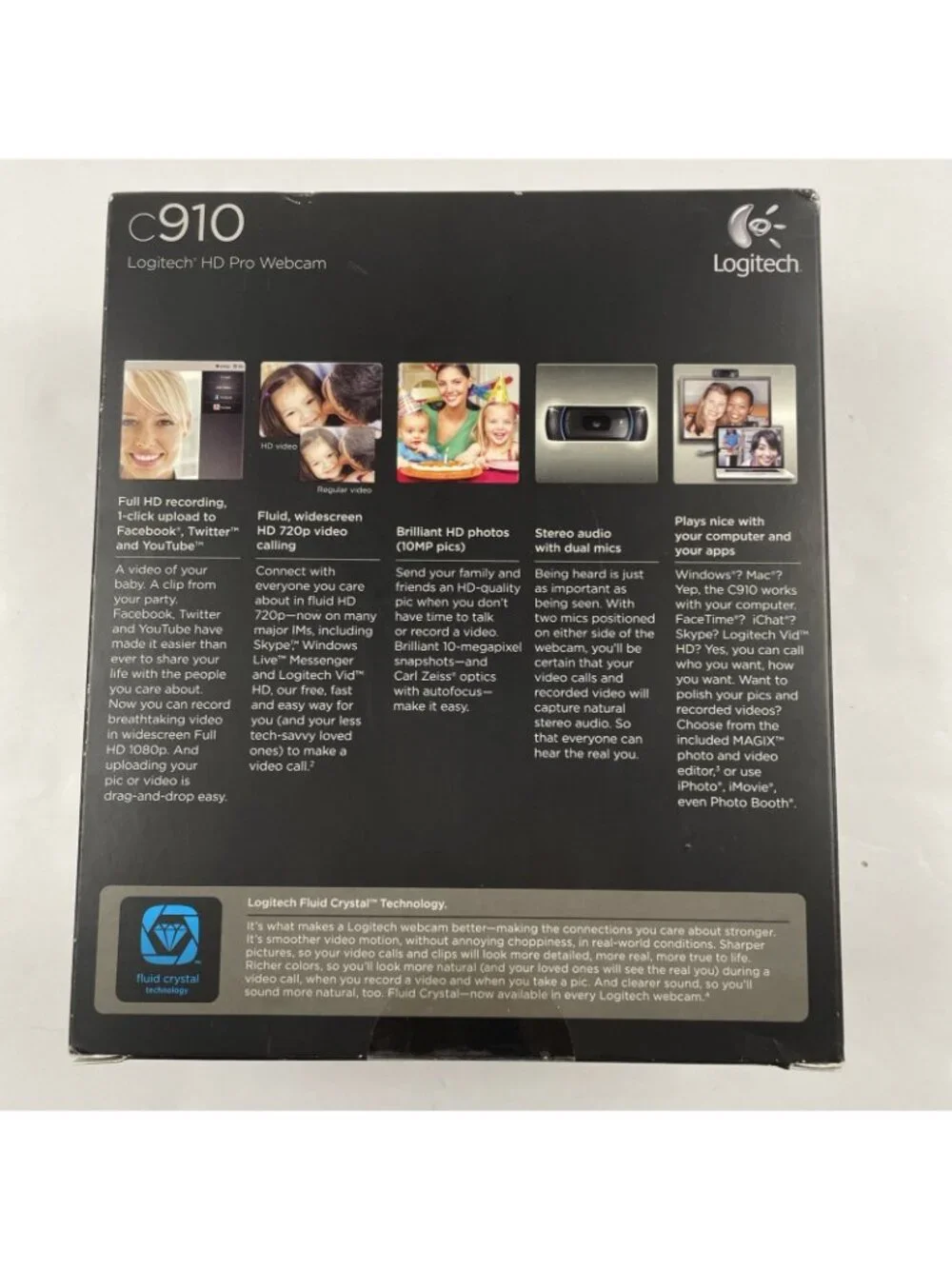 Logitech C910 Webcam HD Pro 1080p with Logitech Vid HD, Black
